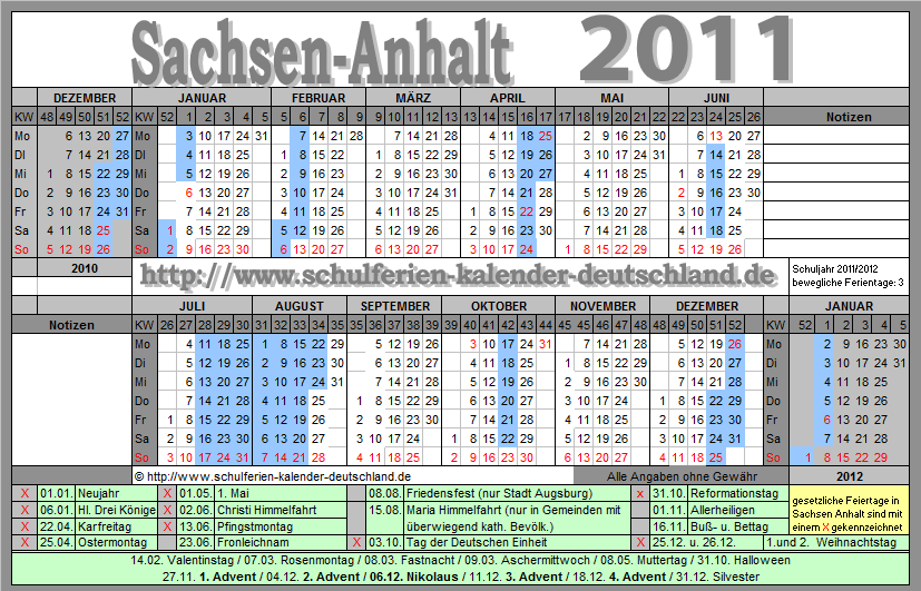 Niedersachsen kalender 2011 Osterferien Nordrhein